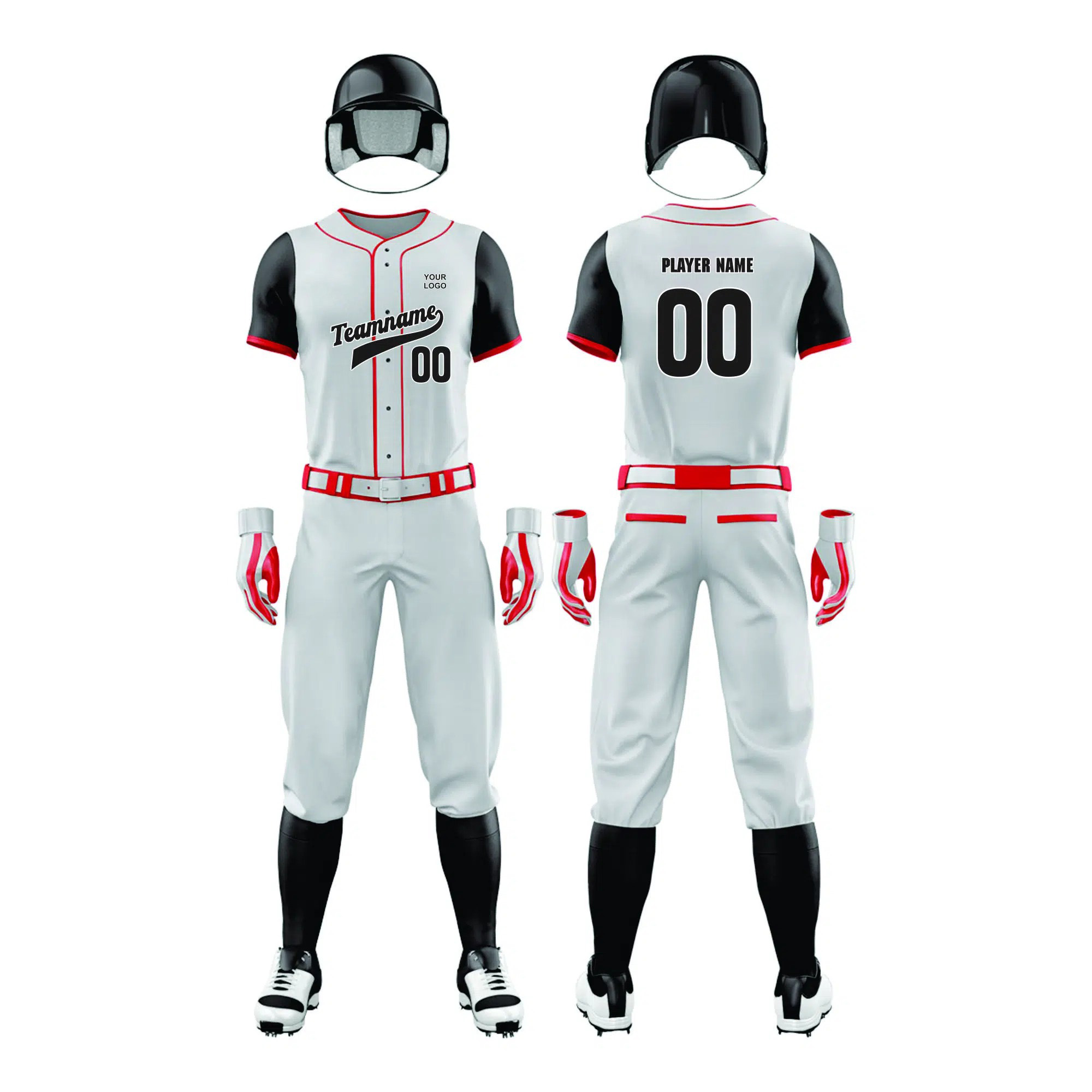 White and Black Softball Uniform