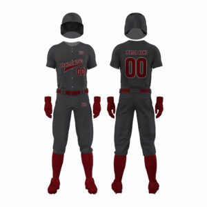 Dark Grey and Maroon Softball Uniform