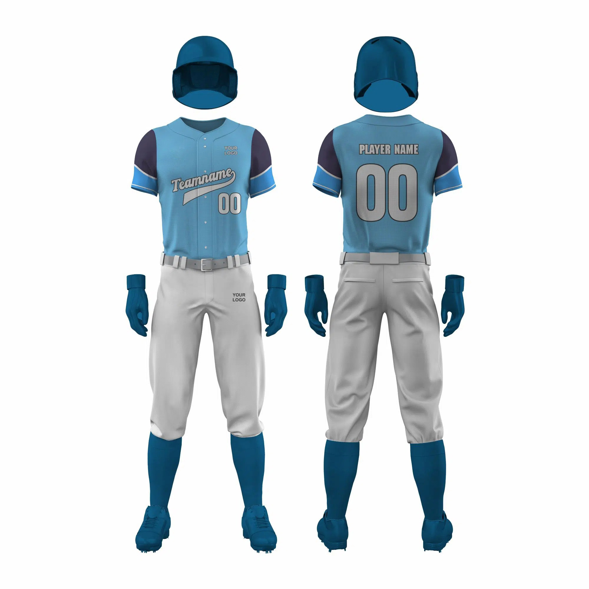 Ocean Blue and Grey Softball Uniform
