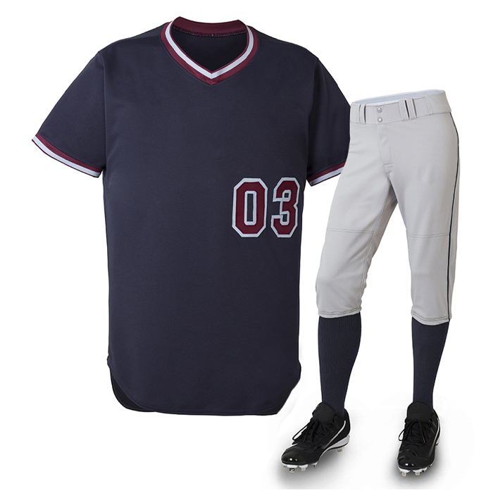 Navy Blue and Grey Baseball Uniform