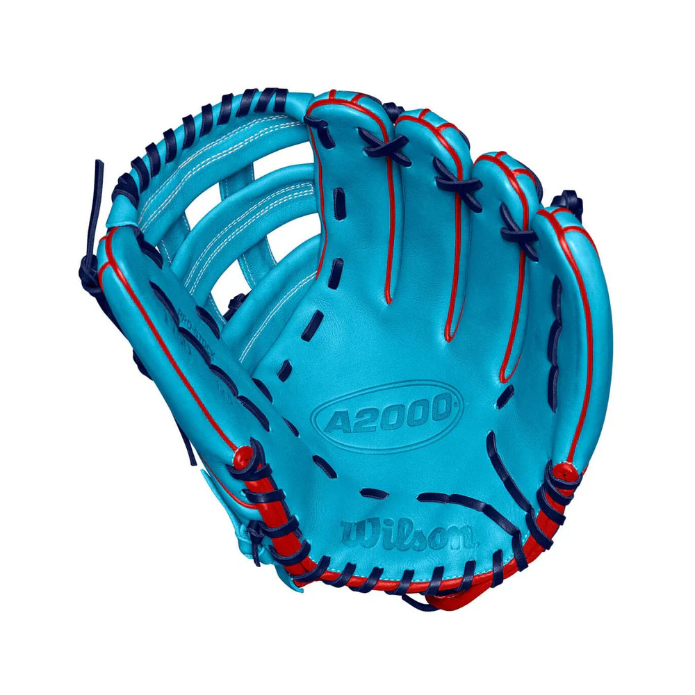 Sky Blue and Red Base Ball Wilson Glove
