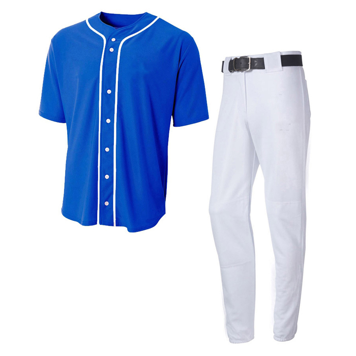 Blue and White Baseball Uniform