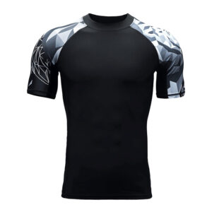 Black and White Short Sleeve Rash Guard