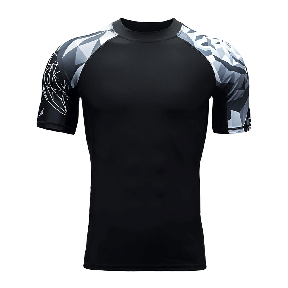 Black and White Short Sleeve Rash Guard