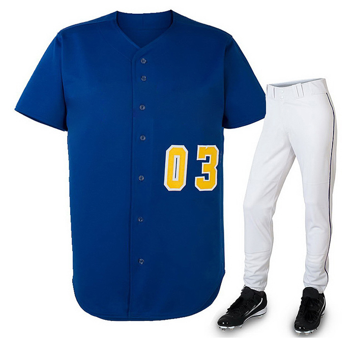 Dark Blue and White Baseball Uniform