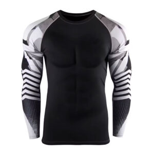 Black and White Long Sleeve Rash Guard