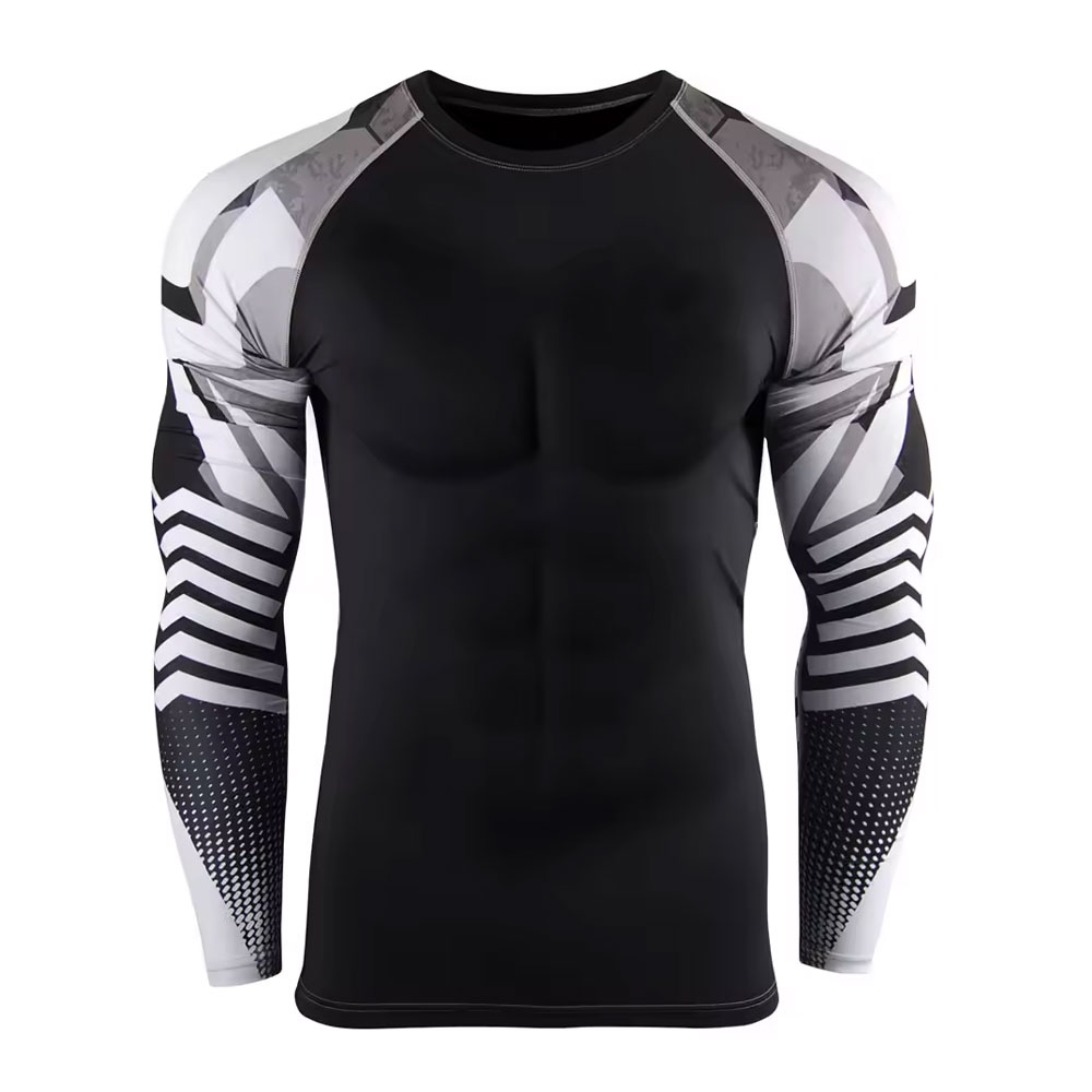 Black and White Long Sleeve Rash Guard