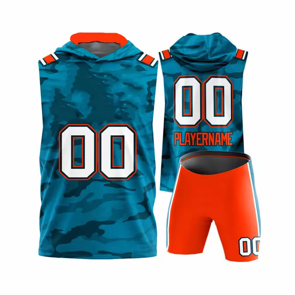 Ocean Blue and Orange 7v7 Uniform